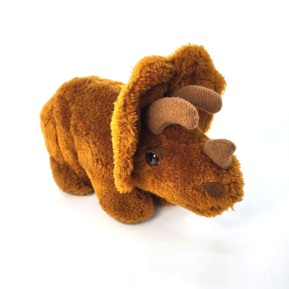 Vtg Dakin Triceratops Dinosaur Rhino Plush Stuffed Animal 1980 Brown Nutshells